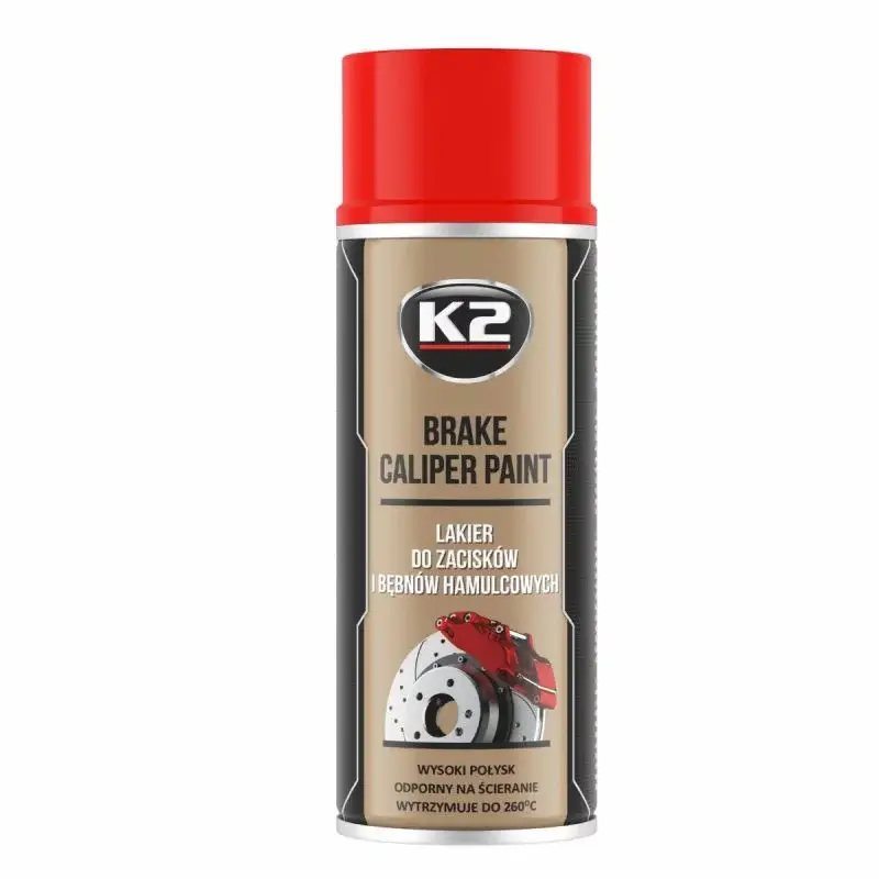 Lichidare de stoc Vopsea spray pentru etrieri frana K2, rosie, 400 ml, rezistenta termic
