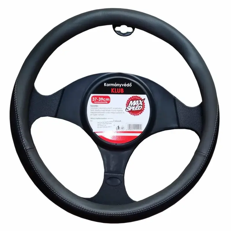 Noutate Husă volan auto Klub M 37-39 cm, negru/gri, imitație piele
