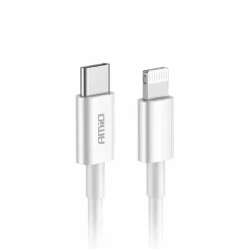 Cablu USB-C la Lightning 20W, 1m, pentru incarcare si date, Amio alb Plată sigură