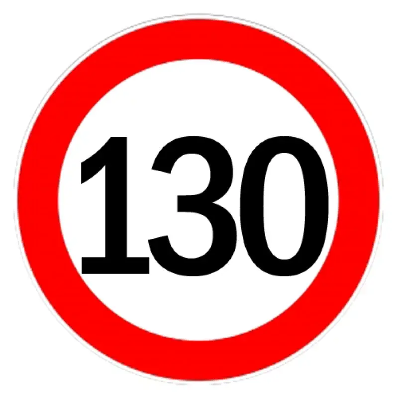 Ofertă exclusivă Autocolant limitator de viteza 130 km/h pentru exterior, Ø13 cm