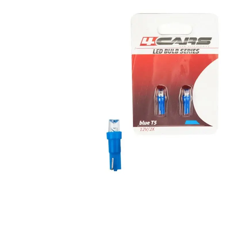 Preț mic Bec LED auto T5 12V albastru dispersat, set 2 buc, soclu plastic 4Cars