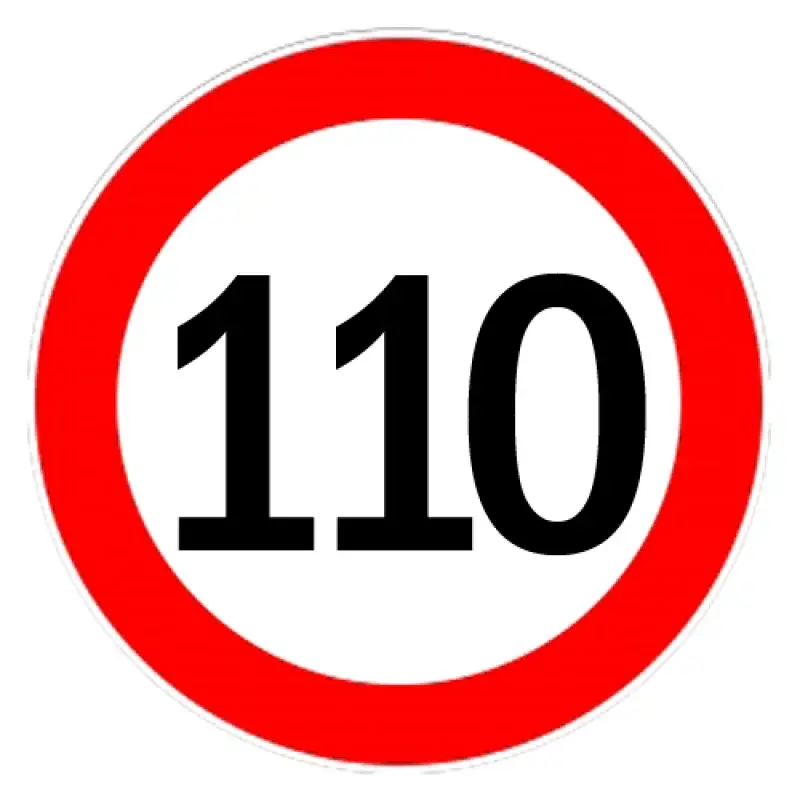 Ofertă specială Autocolant limitator de viteza 110 km/h pentru exterior, diametru 13 cm