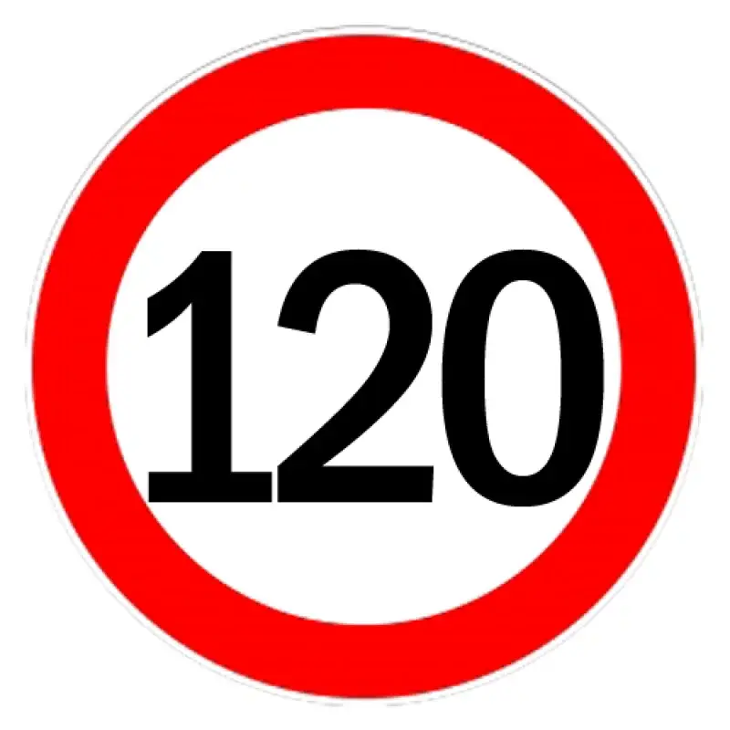 Autocolant limitator viteza 120 km/h pentru exterior, Ø13 cm Preț redus