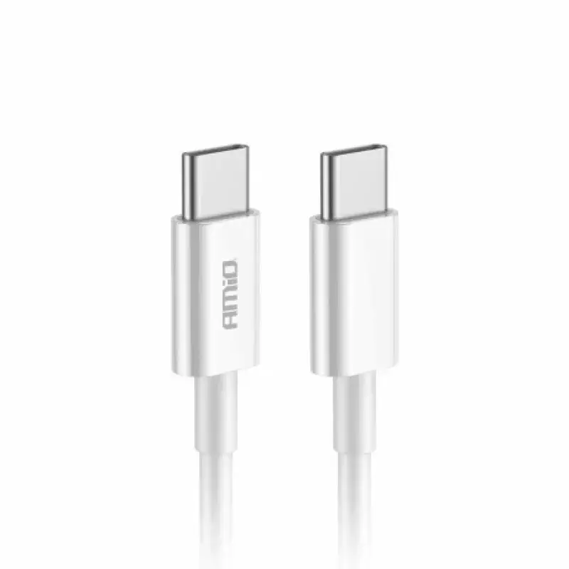 Preț promoțional Cablu USB-C la USB-C 60W, 1 m, pentru incarcare si date, Amio, alb