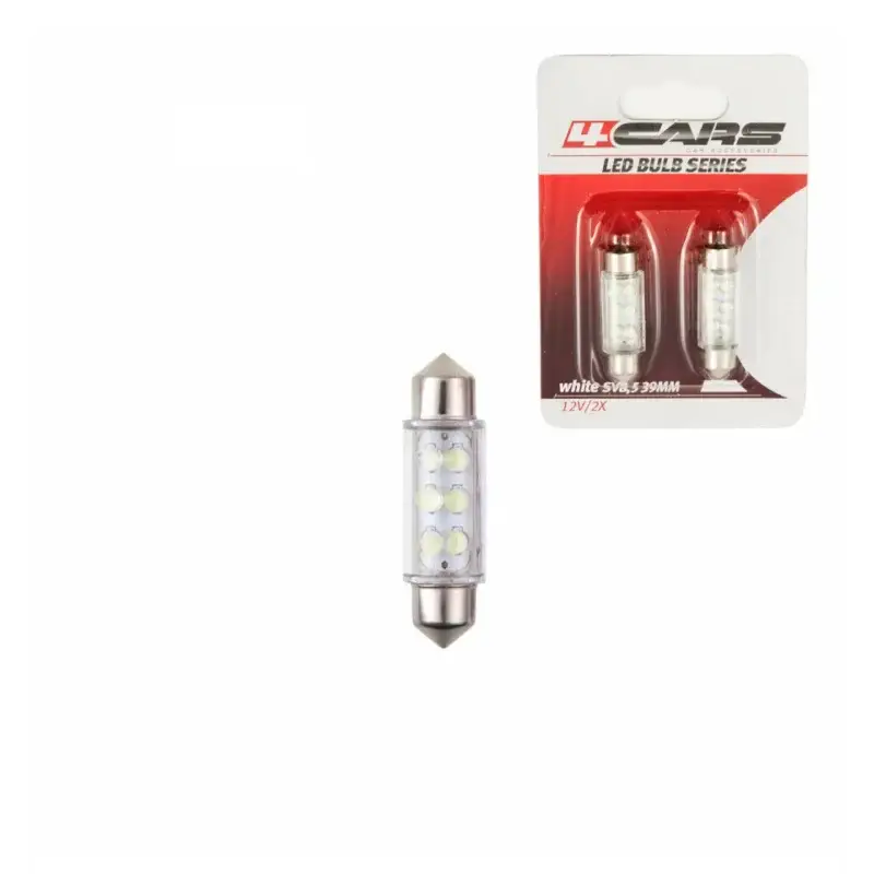 Reducere Set 2 becuri LED sofit 12V 39mm SV8.5-8, 6 LED, lumină albă