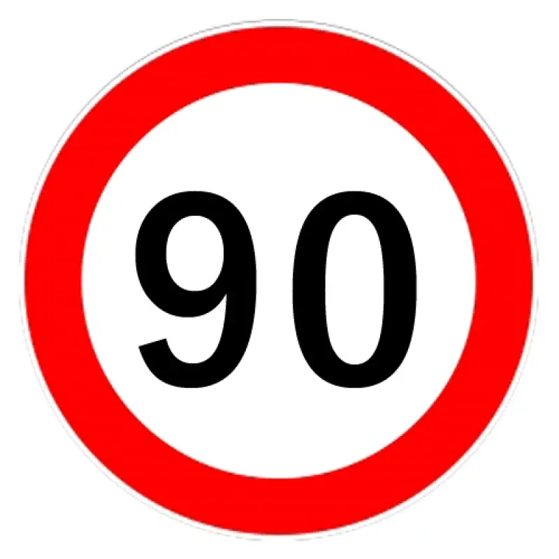 Autocolant limitator de viteză 90 km/h pentru exterior, Ø13 cm Popular