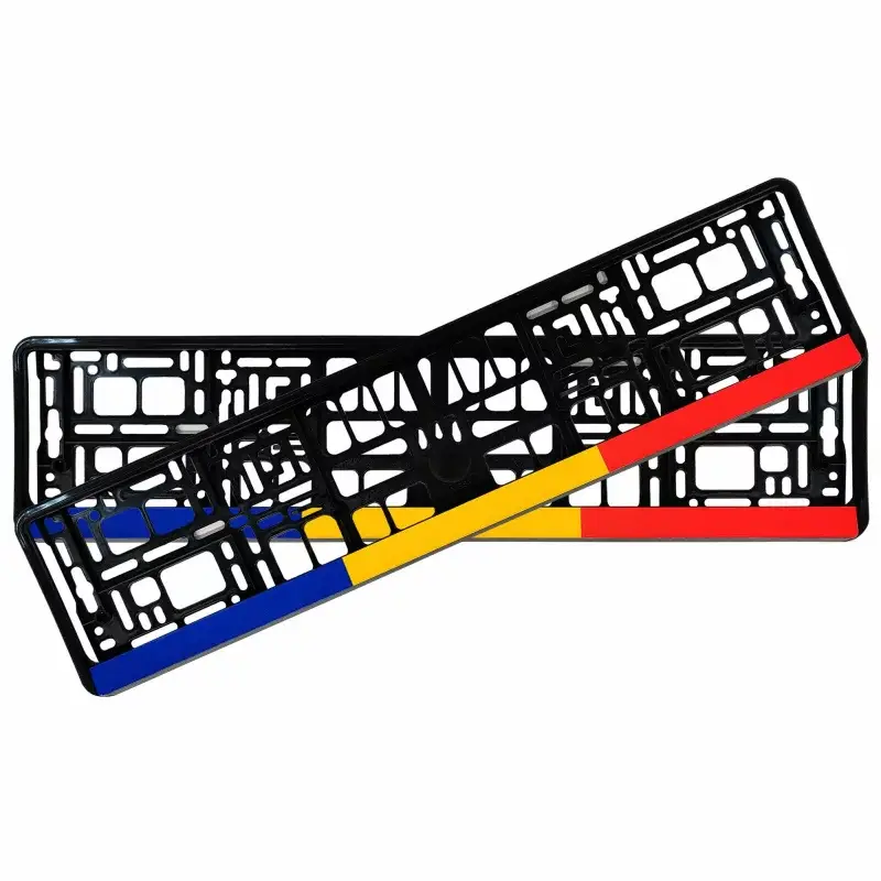 Suport număr înmatriculare auto România, set 2 buc, negru, 13x52 cm Expediere rapidă