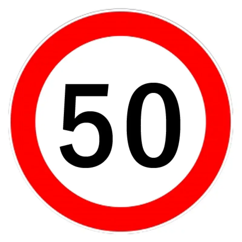 Autocolant limitare viteză 50 km/h pentru exterior, Ø13 cm Nu rata