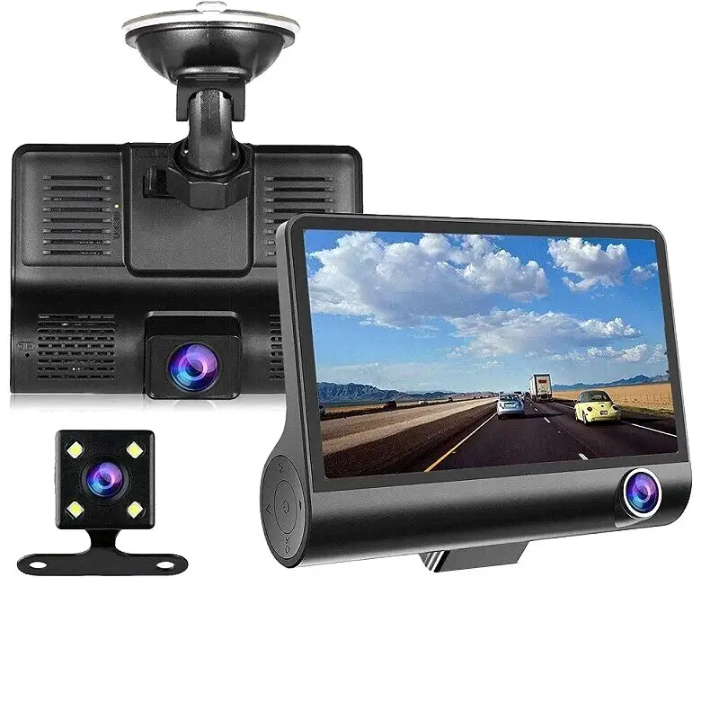 Preț redus Camera auto DVR tripla Full HD 1080P cu Night Vision si 3 camere