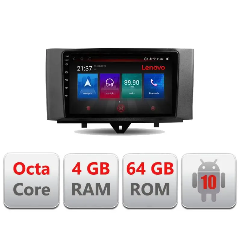 Navigație Android Smart ForTwo 2010-2015, 4GB RAM, 64GB, 4G, GPS Preț promoțional