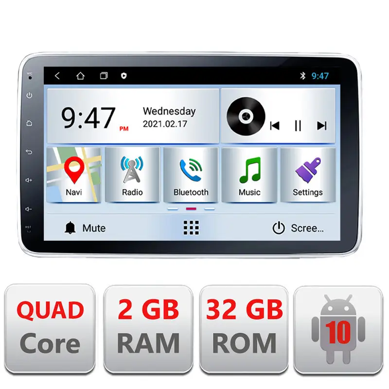 Reducere specială Navigație auto Android universală F002, ecran 10 inch, 1DIN/2DIN ajustabil