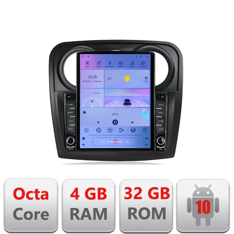 Navigație Dacia Sandero Logan 2012-2020, ecran Tesla 9.7, Android 10 Retur ușor