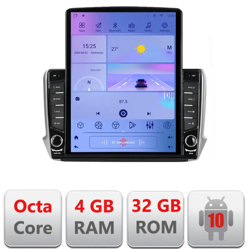 Ofertă Navigație Android Peugeot 208/2008, ecran Tesla 9.7, 4GB RAM, 32GB, 4G