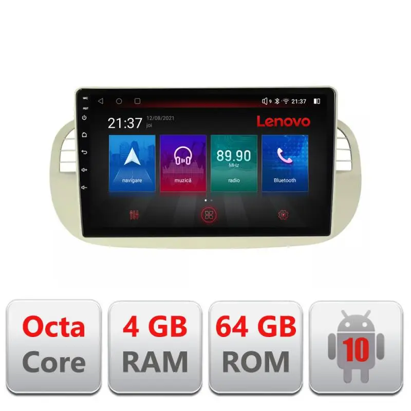 Navigatie Fiat 500 2007-2015 Android Lenovo Octa Core 4GB 64GB LTE Resigilata Ultima șansă