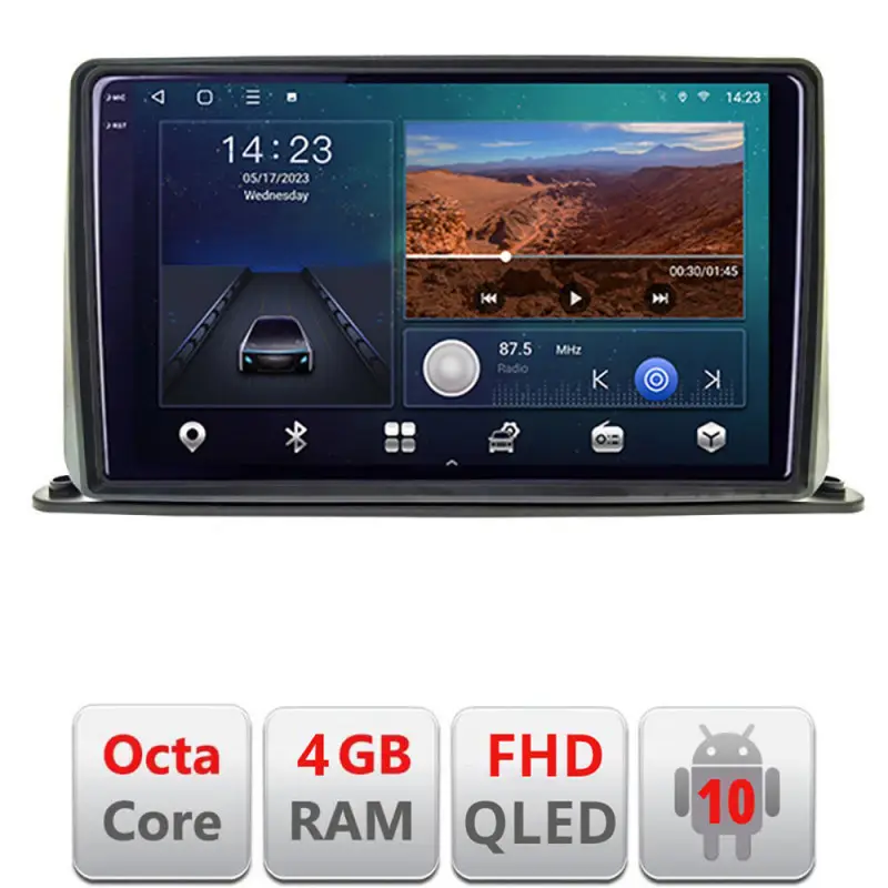 Lichidare de stoc Navigație universală 2DIN 9 inch Android QLED, Octa Core, 4GB+64GB, CarPlay