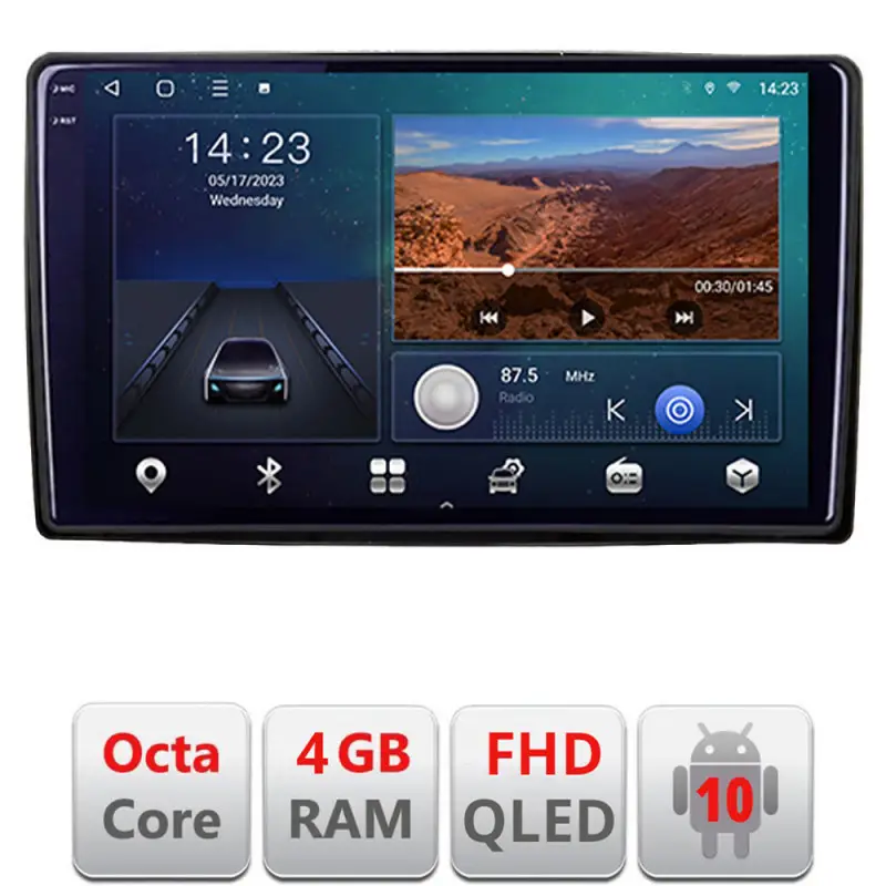 Calitate înaltă Navigație auto universală 2DIN Android cu ecran QLED, 4+64 GB, CarPlay