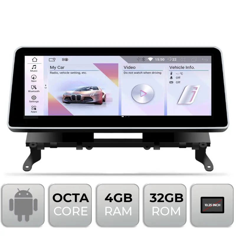 Navigație Android BMW X3/X4 F25 F26 CIC 10.25 inch, 4GB RAM, 32GB, 4G, BT Lichidare de stoc