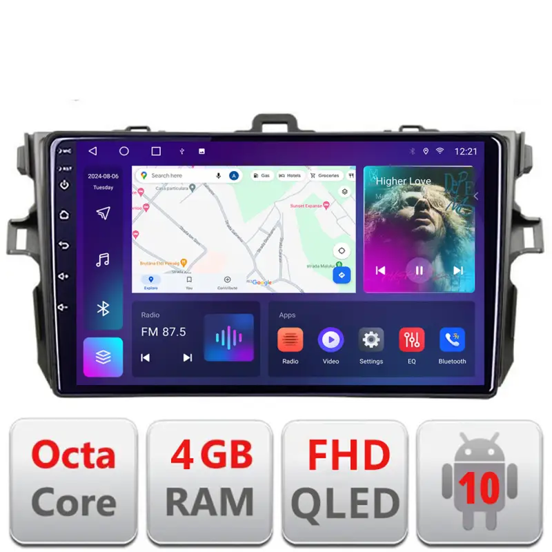 Ofertă limitată Navigație Android Toyota Corolla 2007-2013 QLED 4GB+64GB CarPlay