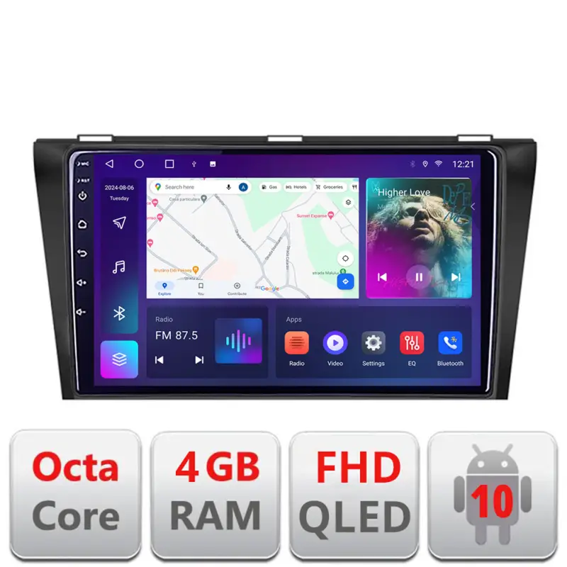 Chilipir Navigatie Android Mazda 3 2004-2009 cu ecran QLED, 4GB RAM, 64GB