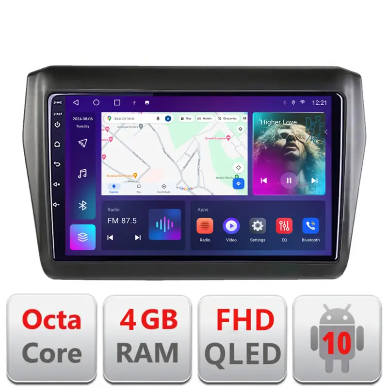 Navigație Android Suzuki Swift 2017+ cu ecran QLED, 4GB RAM, 64GB, CarPlay Transport gratuit