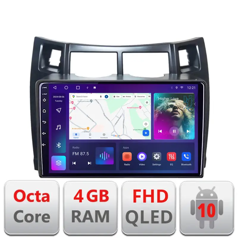 Navigatie Android Toyota Yaris 2008-2011 cu ecran QLED, 4GB RAM, 64GB Preferatul clienților
