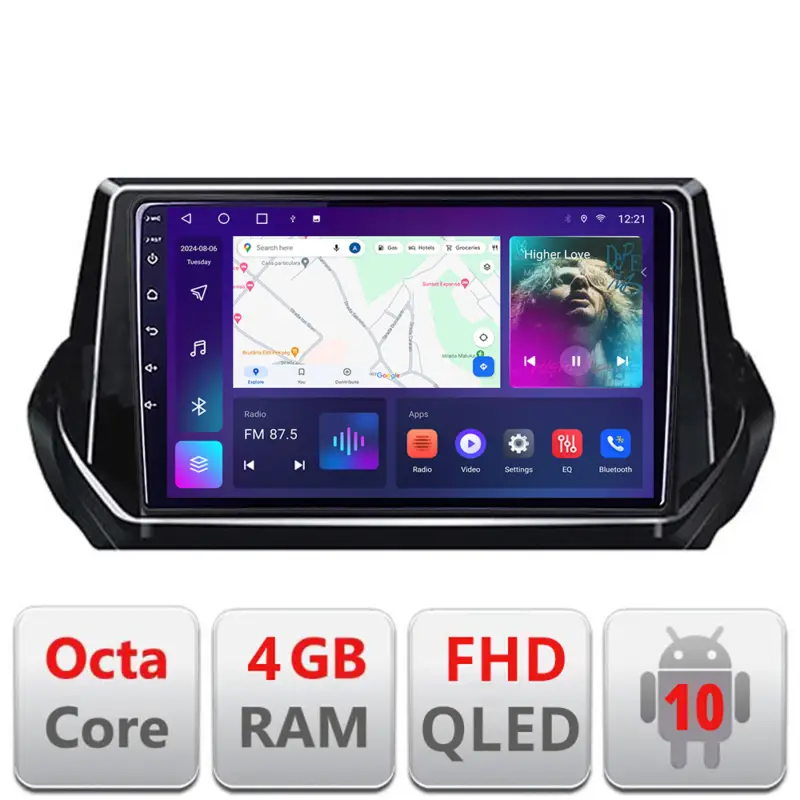 Navigație Android Peugeot 2008 2020+ 4GB RAM 64GB GPS CarPlay Retur ușor