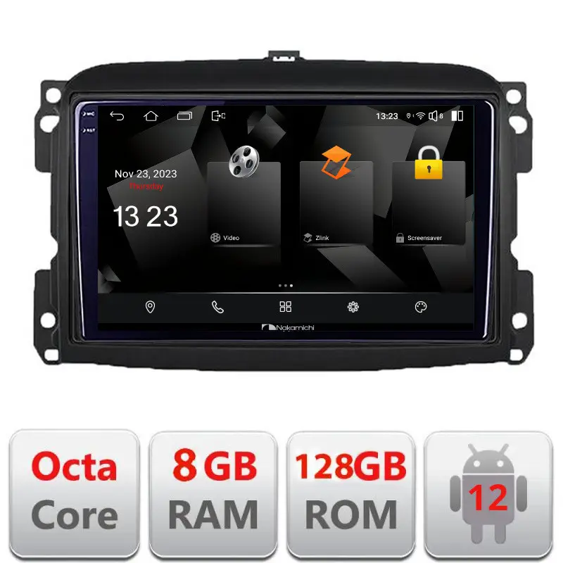Navigație Fiat 500 2015-2021 Android 2K QLED 8GB RAM 128GB 4G Popular