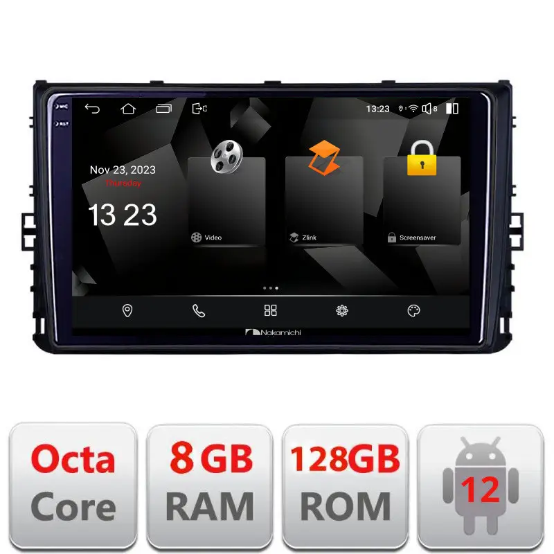 Navigație auto VW Nakamichi 5960Pro Android 12, 2K QLED, 8GB+128GB Plată securizată