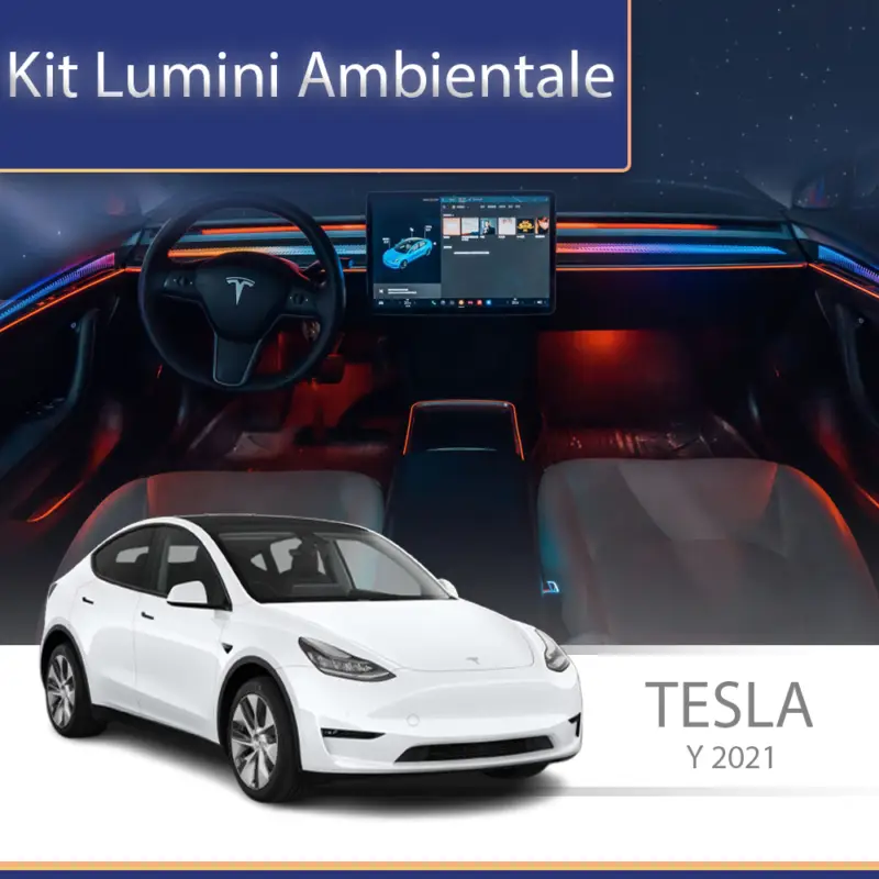 Cumpără online Kit lumini ambientale RGB pentru Tesla Model Y 2021-2022, control prin telefon