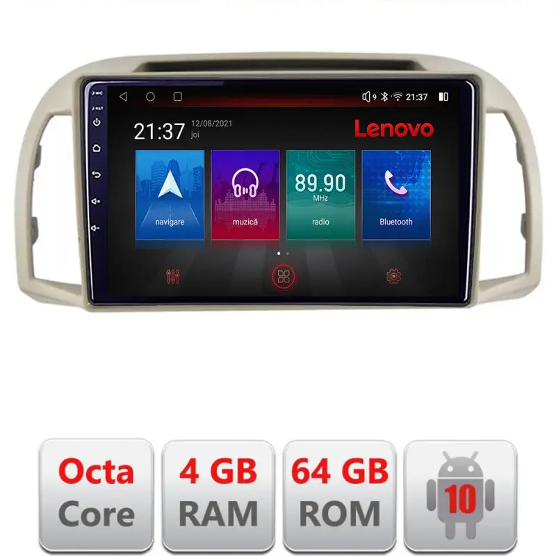 Navigatie Android Nissan Micra 2002-2010, 4GB RAM, 64GB, LTE, GPS, resigilata Preț promoțional
