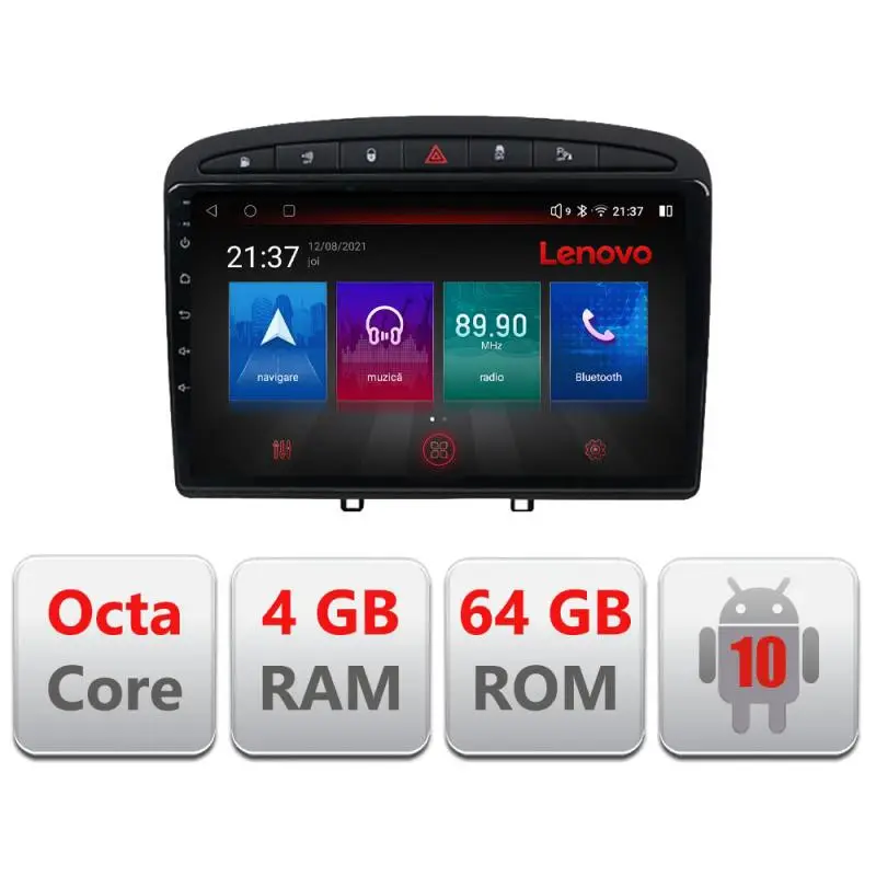 Navigație dedicată Peugeot 308 2008-2013 Android 4GB RAM 64GB 4G Resigilată Livrare expres