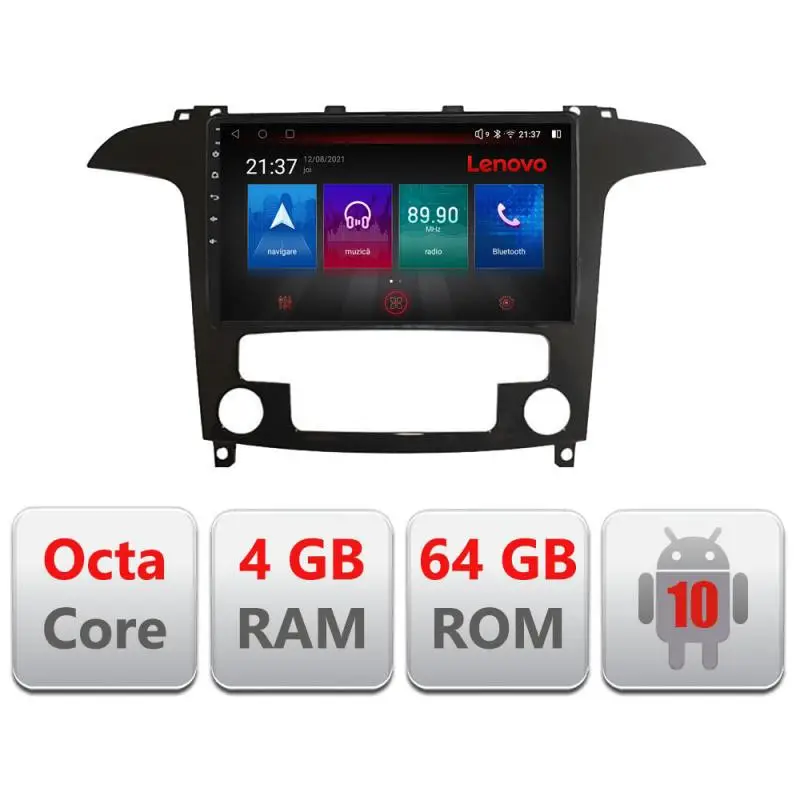 Navigație Android Ford S-Max 2008-2012 cu 4GB RAM, 64GB, 4G și GPS Livrare gratuită
