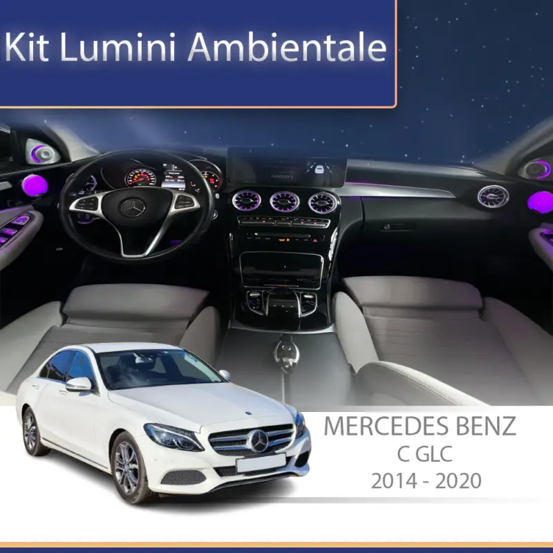Kit lumini ambientale Mercedes C W205 si GLC X253, control OEM si telefon Preț redus