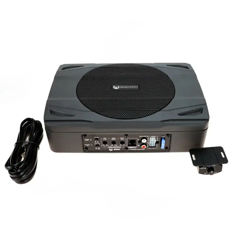 Lichidare de stoc Subwoofer activ sub scaun Phoenix Gold 8 inch, 80W RMS, compact