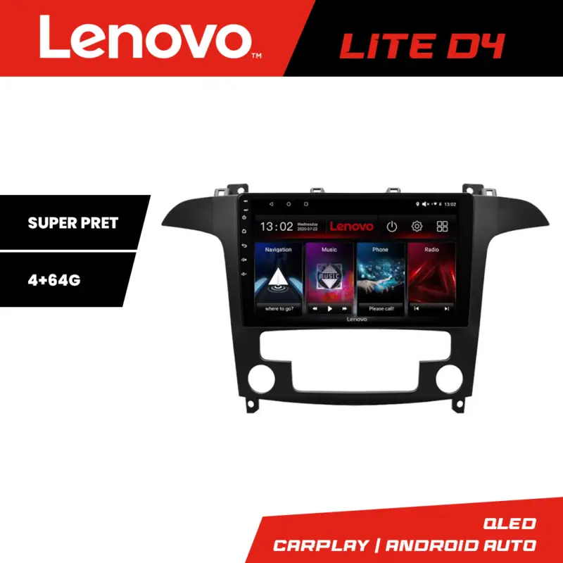 Navigație Android Ford S-Max 2008-2012 Lenovo Lite D4 4GB+64GB Popular