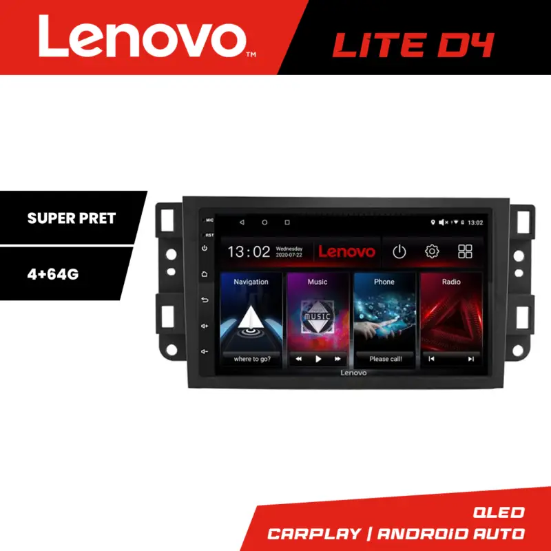 Noutate Navigație Android Chevrolet Captiva 2008-2012 Lenovo 4+64 GB USB