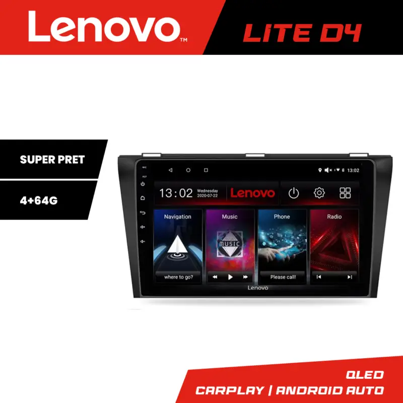 Navigatie Mazda 3 2009-2014 Lenovo Lite D4, Android, 4+64 GB Cel mai bun preț