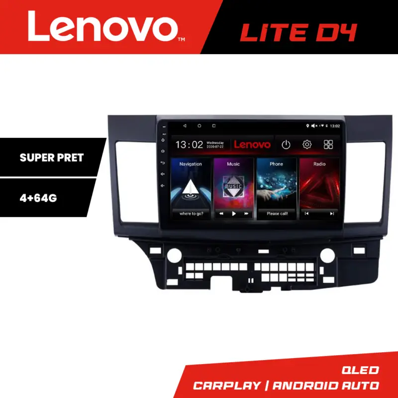 Navigatie Android Mitsubishi Lancer 2008+ Lenovo Lite D4 4GB+64GB Chilipir