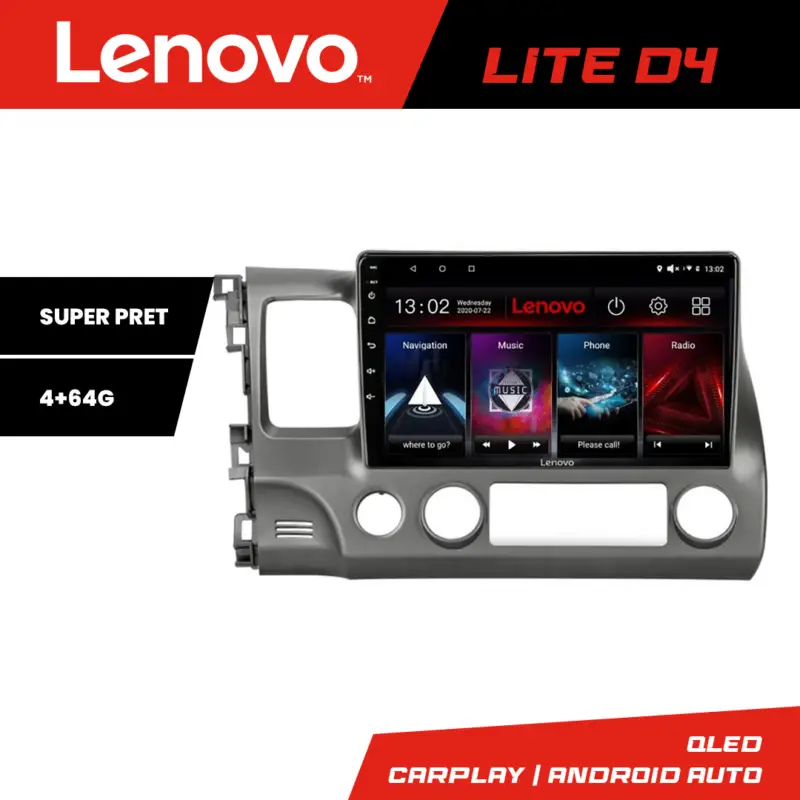 Navigație Android Honda Civic Sedan 2005-2011 Lenovo 4+64 GB cu Waze Retur ușor
