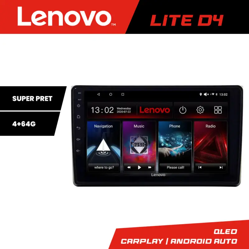 Preț mic Navigație Android Audi A4 B6 Lenovo Lite D4 4+64 GB cu Waze și USB