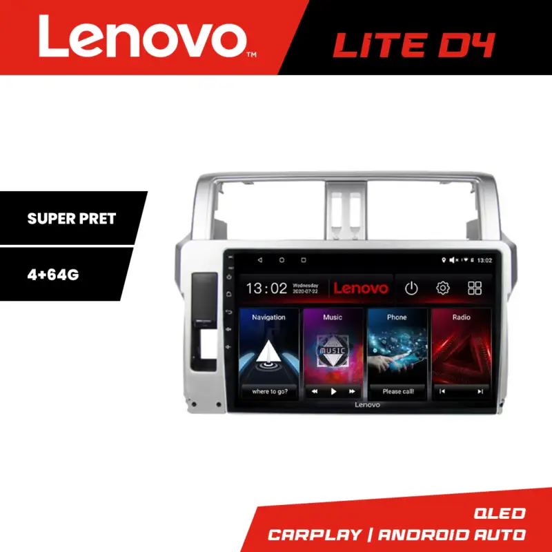Cumpărături sigure Navigație Android Toyota Land Cruiser Prado J150 2014-2017 Lenovo 4+64GB