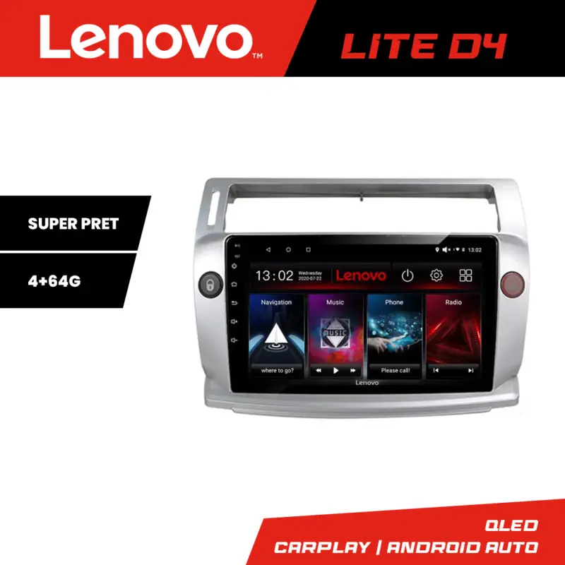 Discount Navigatie Android Citroen C4 2005-2010 Lenovo Lite D4 4+64GB Waze USB