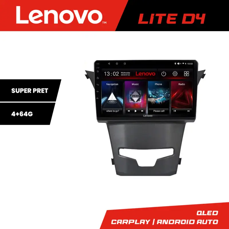 Livrare gratuită Navigație Android SsangYong Korando 2014-2019 Lenovo Lite D4 4+64 GB