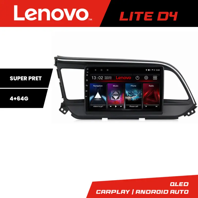 Navigație Android Hyundai Elantra 2018+ Lenovo Lite D4 4GB+64GB Retur ușor