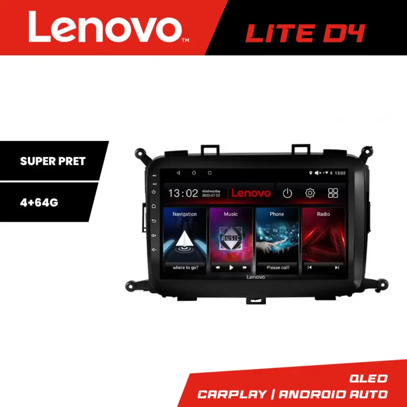 Navigatie Android Lenovo Lite D4 pentru Kia Carens 2013-2018, 4GB+64GB Ofertă specială