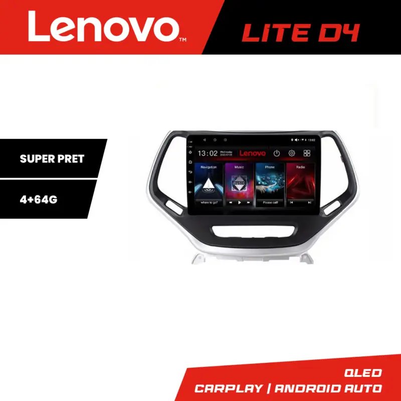 Navigatie Jeep Cherokee 2014-2019 Lenovo Lite D4, 4GB RAM, 64GB, Android Reducere specială
