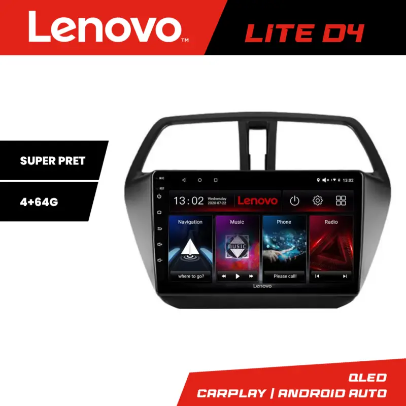 Cel mai bun preț Navigație Suzuki S-Cross Lenovo Lite D4 4+64 GB Android cu Waze și USB