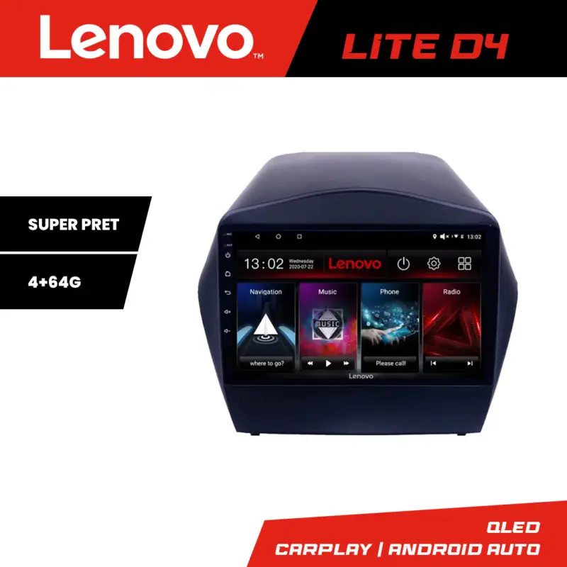 Cumpărături sigure Navigație Hyundai IX35 Lenovo Lite D4, 4+64 GB, Android, CarPlay