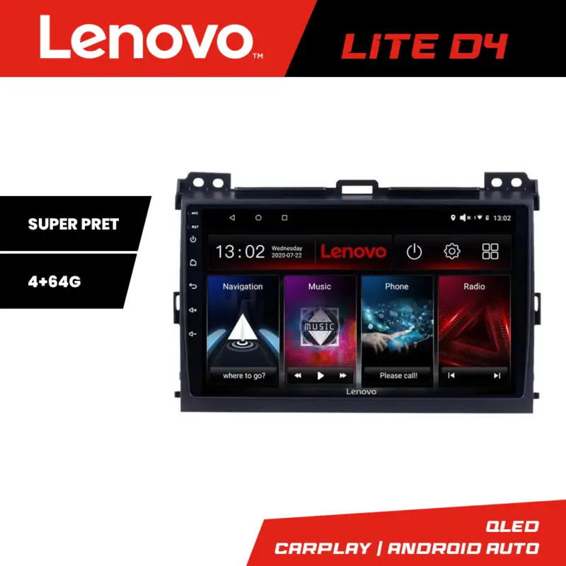 Plată sigură Navigație Toyota Prado 2004-2009 Lenovo Lite D4, Android, 4GB RAM, 64GB