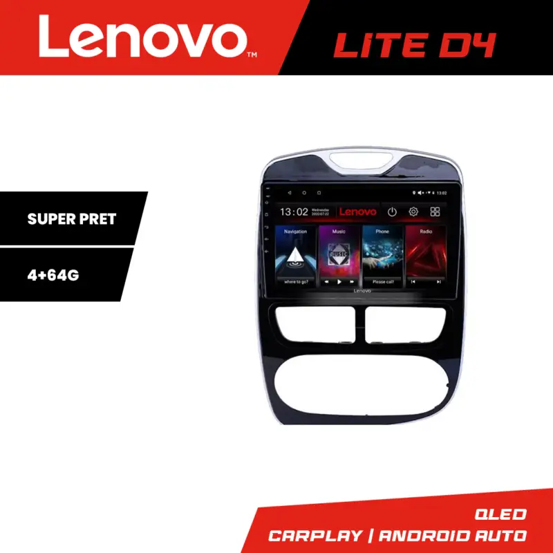 Livrare rapidă Navigație Renault Clio 4 Lenovo Lite D4 4+64 GB Android cu Waze și USB